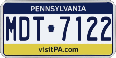 PA license plate MDT7122