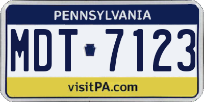 PA license plate MDT7123