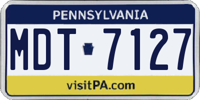 PA license plate MDT7127