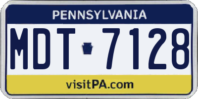 PA license plate MDT7128