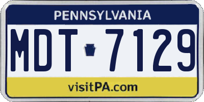 PA license plate MDT7129