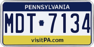 PA license plate MDT7134