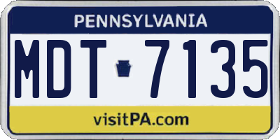 PA license plate MDT7135