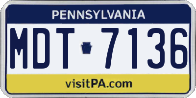 PA license plate MDT7136