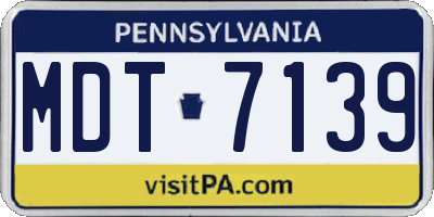 PA license plate MDT7139