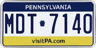 PA license plate MDT7140