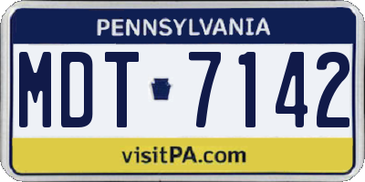 PA license plate MDT7142