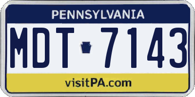 PA license plate MDT7143