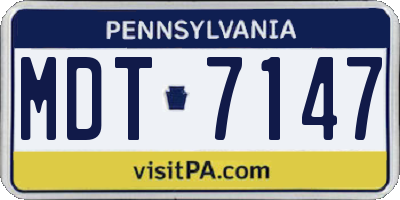 PA license plate MDT7147