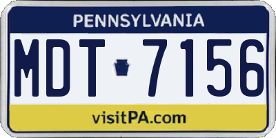 PA license plate MDT7156