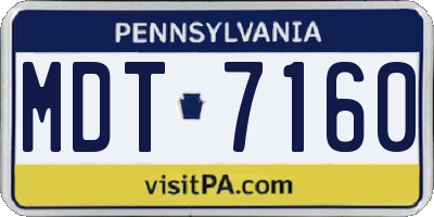 PA license plate MDT7160