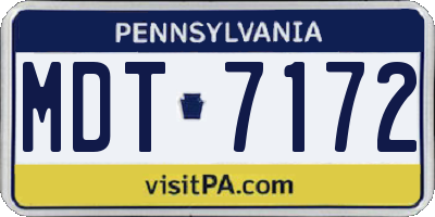 PA license plate MDT7172