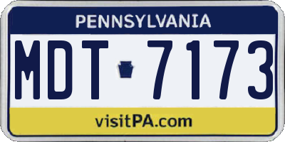 PA license plate MDT7173