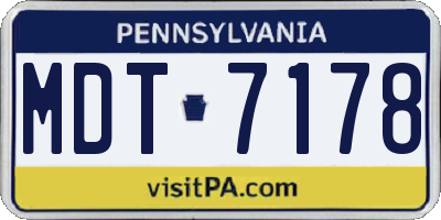 PA license plate MDT7178