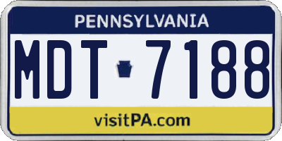 PA license plate MDT7188
