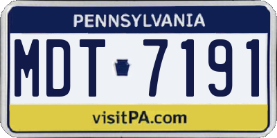 PA license plate MDT7191