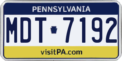 PA license plate MDT7192