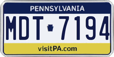 PA license plate MDT7194