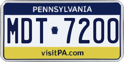 PA license plate MDT7200