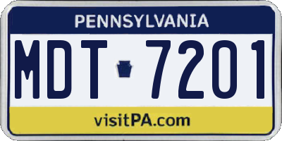 PA license plate MDT7201