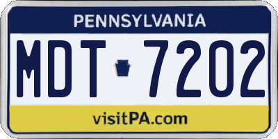 PA license plate MDT7202
