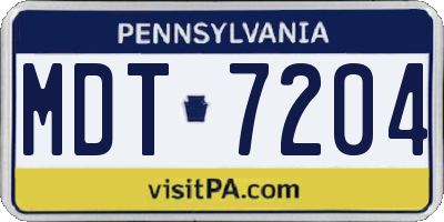 PA license plate MDT7204