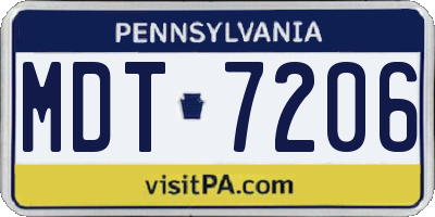 PA license plate MDT7206