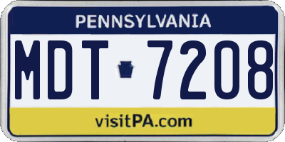 PA license plate MDT7208