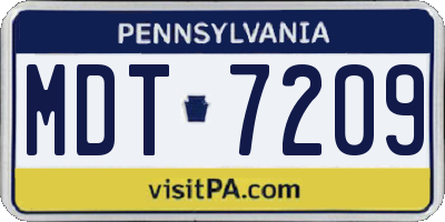 PA license plate MDT7209