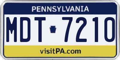 PA license plate MDT7210