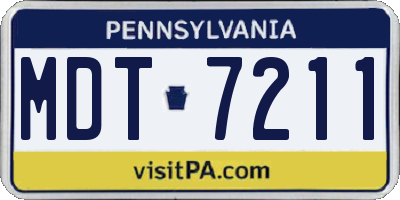 PA license plate MDT7211