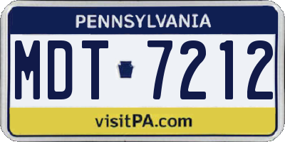 PA license plate MDT7212