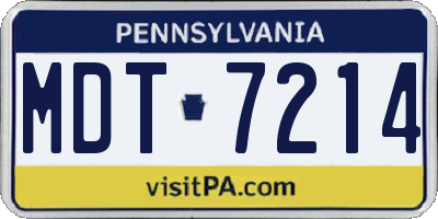 PA license plate MDT7214