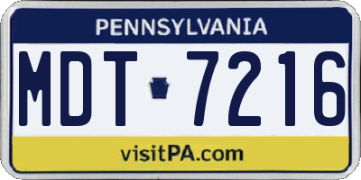 PA license plate MDT7216