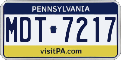 PA license plate MDT7217