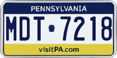 PA license plate MDT7218