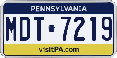 PA license plate MDT7219
