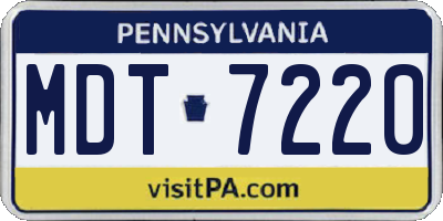 PA license plate MDT7220