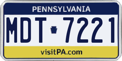 PA license plate MDT7221