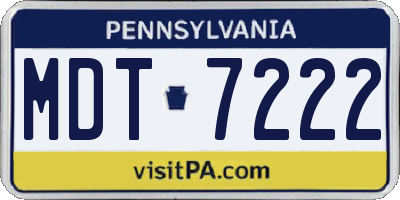 PA license plate MDT7222