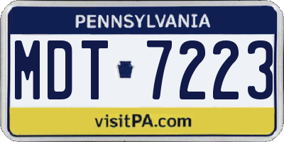 PA license plate MDT7223