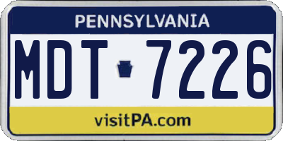 PA license plate MDT7226