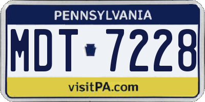 PA license plate MDT7228