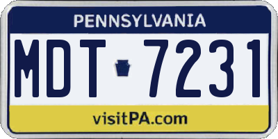 PA license plate MDT7231