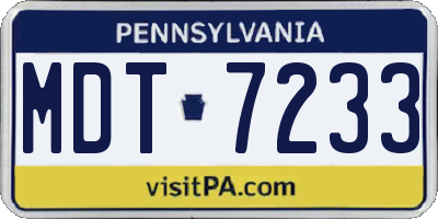 PA license plate MDT7233