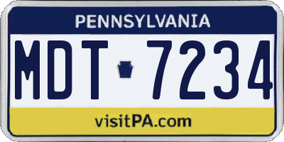 PA license plate MDT7234