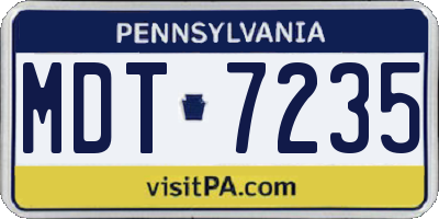 PA license plate MDT7235