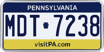 PA license plate MDT7238