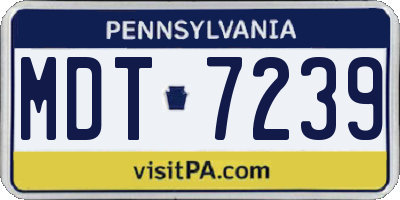 PA license plate MDT7239