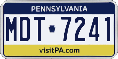 PA license plate MDT7241